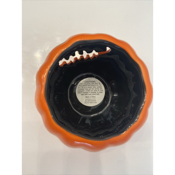 Harry Slatkin Pumpkin Bath & Body Works Jack O Lantern Candle Holder 2011 New - Picture 5 of 9